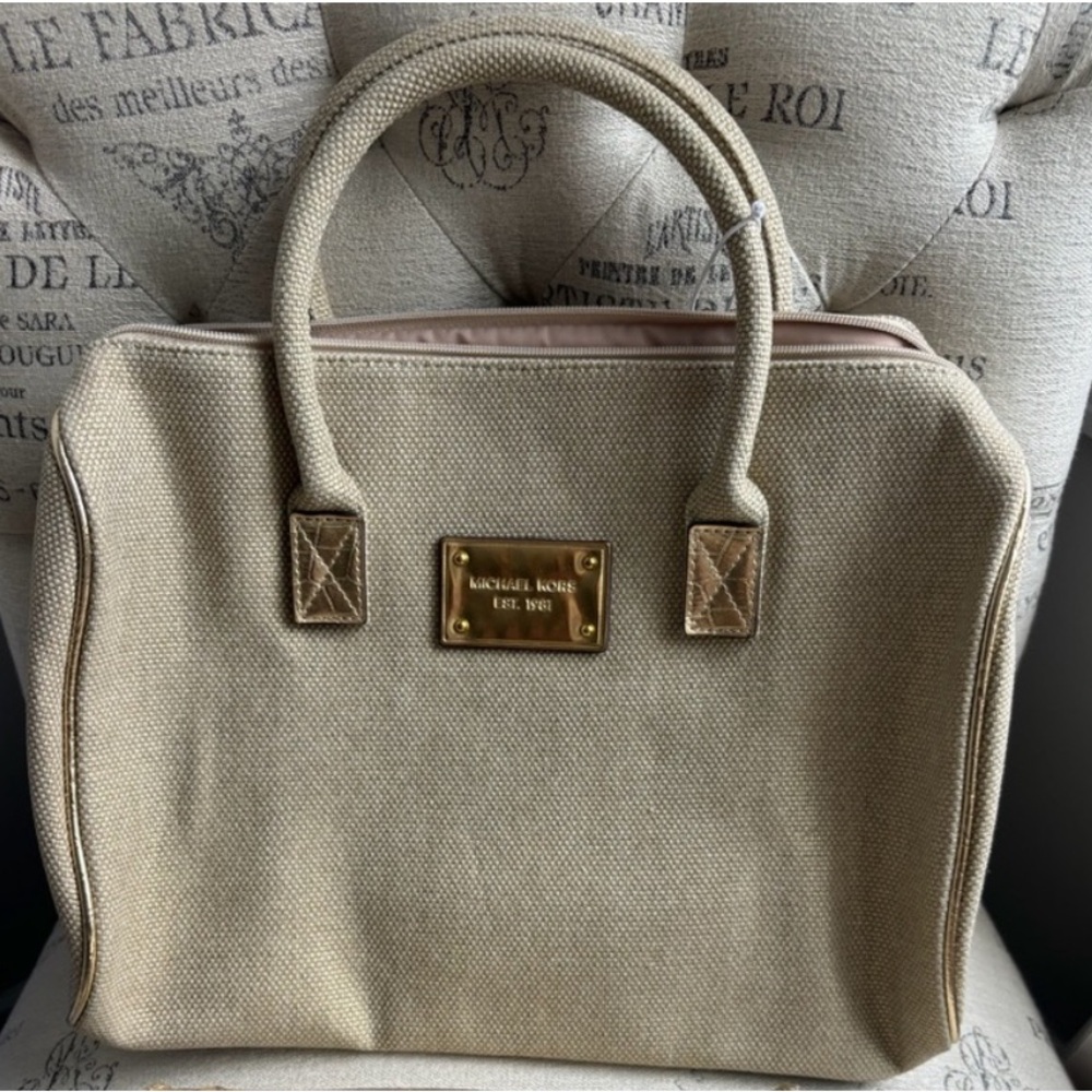Michael Kors Beige Canvas Purse with Gold Hardware NWT